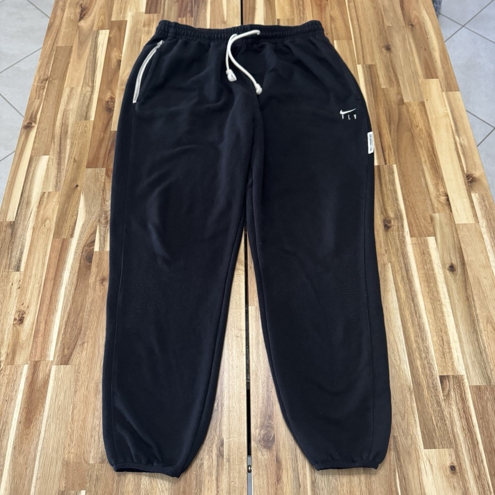 Nike Joggers Mens L Black Standard Issue Fly DriFit Fleece Tapered Drawstring